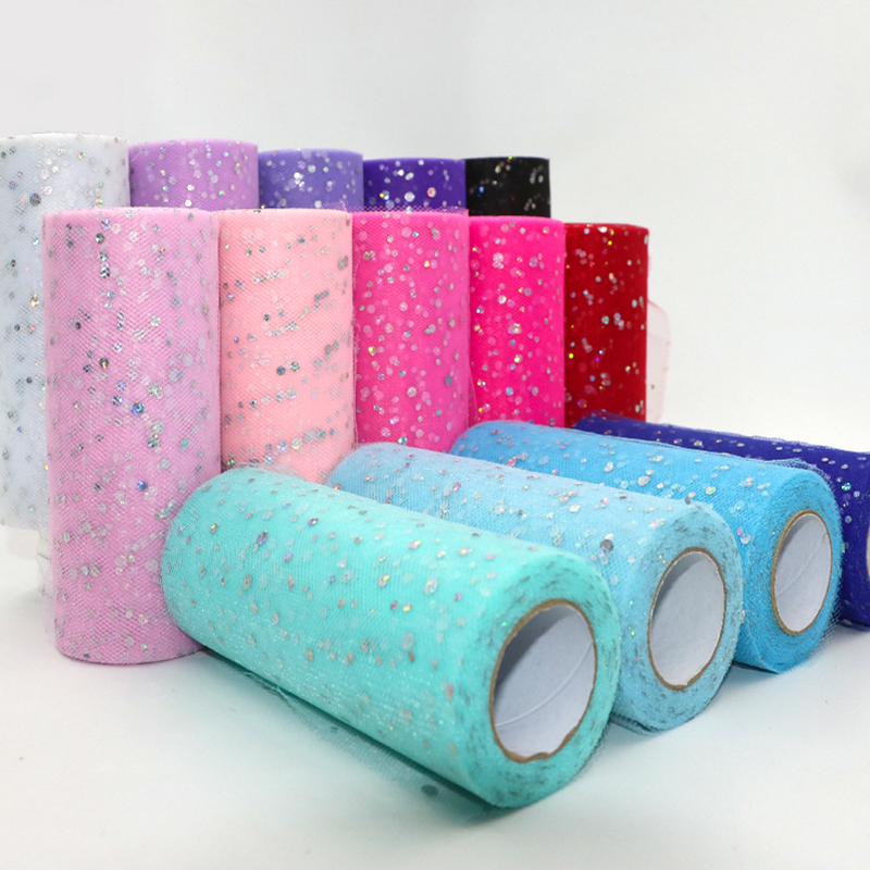 Ribbon Organza Roll - Rollo de tul con lentejuelas brillantes,